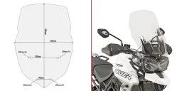 Windscreen transparent,> 515 mm high, 440 mm wide